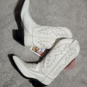 Justin Boots White Heeled Western Boots